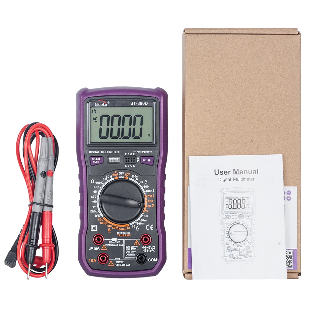 Nicetymeter ST890D Цифровой мультиметр ручной диапазон истинного RMS метр Ручной 6000