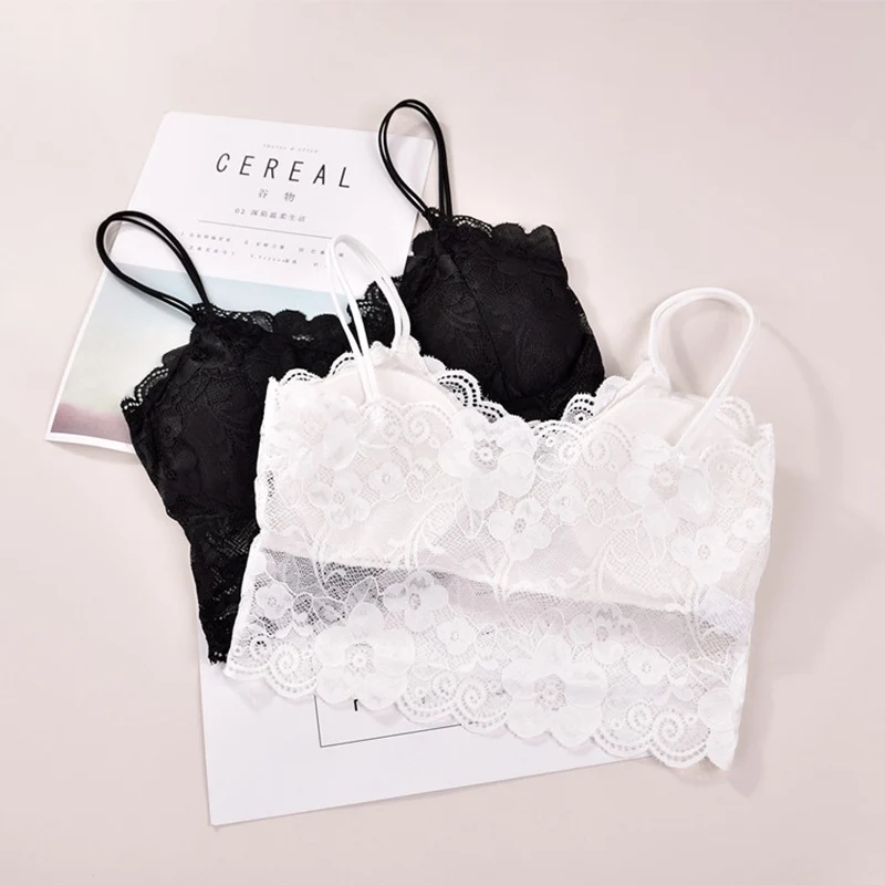 Lace Camisoles for Women Sexy Crop Tops Bodycon Tank Streetwear Halter Top Padded Seamless Lingerie Underwear | Женская одежда