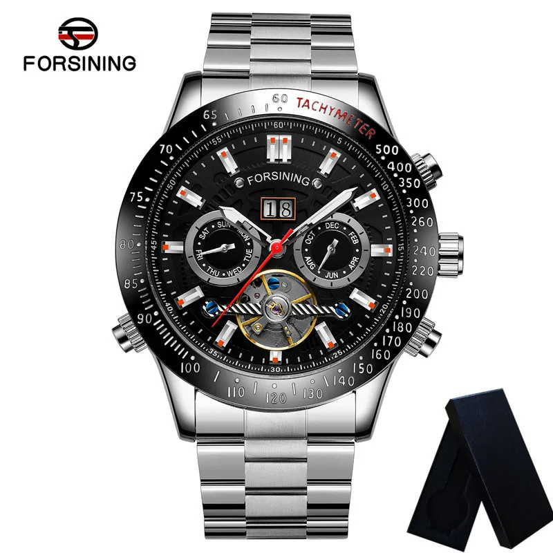 FORSINING Tourbillon автоматические механические мужские наручные часы военные