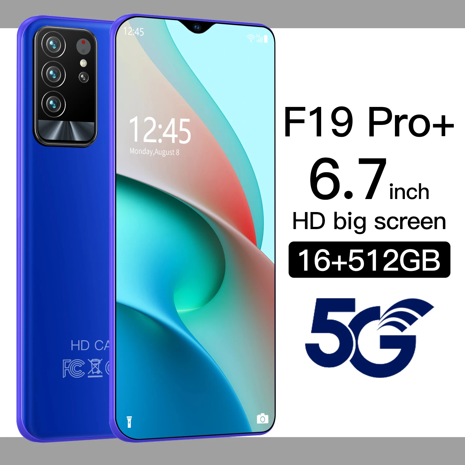 

Global Version F19 Pro+ 6.7-inch Smart Phone 16G+512G Full Screen Smart Phone 6000mAh HD Camera Battery 5G Mobile Phone New