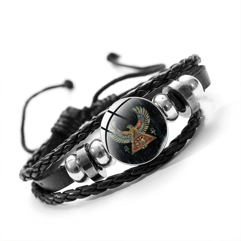 Древнего Египта богов глазом черный кожаный браслет амулет символ в винтажном