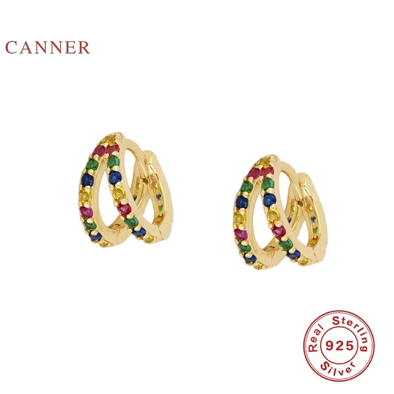 Женские Двухцветные серьги колечки CANNER из стерлингового серебра 925 пробы модная