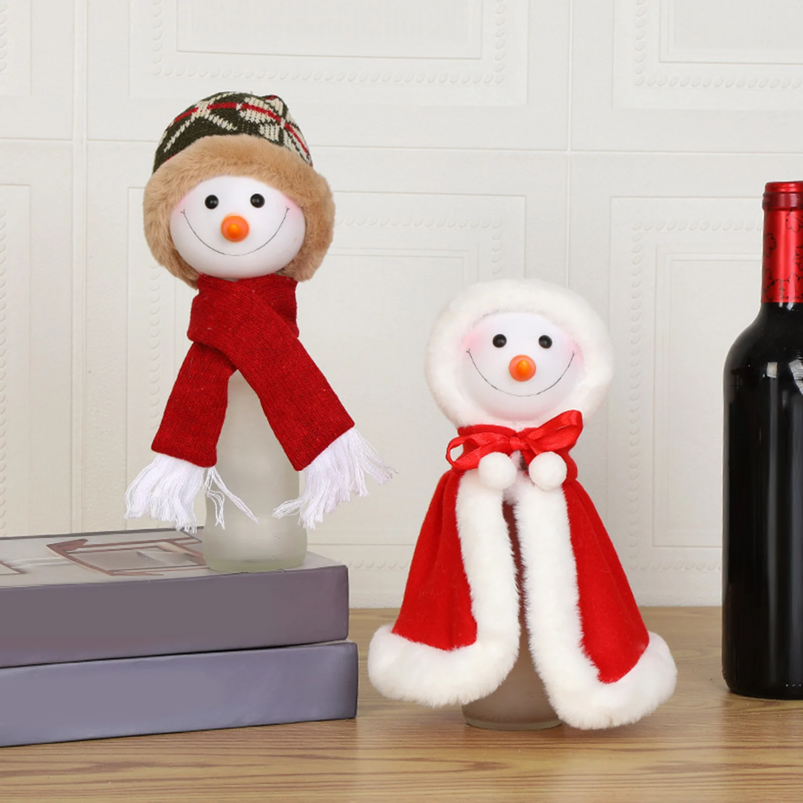 

Snowman Wine Bottle Cover Home Holiday Decorative Reusable Topper Kitchen for Housewarming Car Festival Xmas Christmas