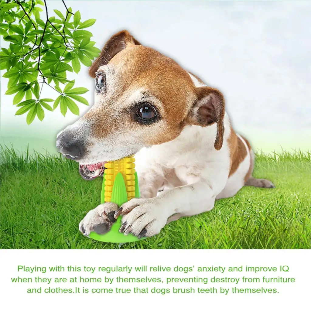 Durable Pet Dog Chew Toys Rubber Corn Play Aggressive Chewers Tooth Cleaning With Big Suction Interactive Toy | Дом и сад