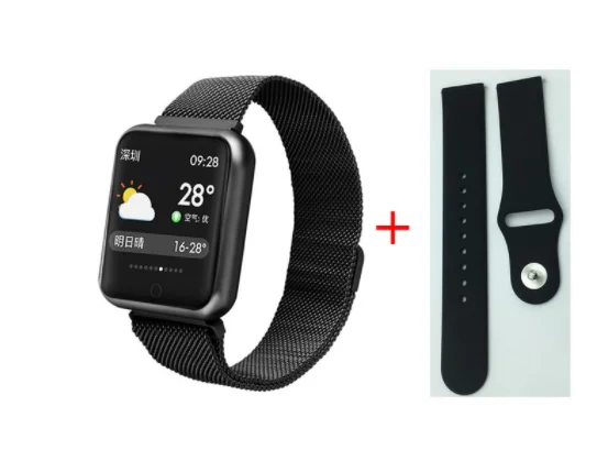 P68 add black strap Спортивные IP68 Смарт-часы P68 фитнес-браслет трекер активности пульсометр кровяное давление для ios Android apple iPhone 6 7 - Цвет: P68 add black strap