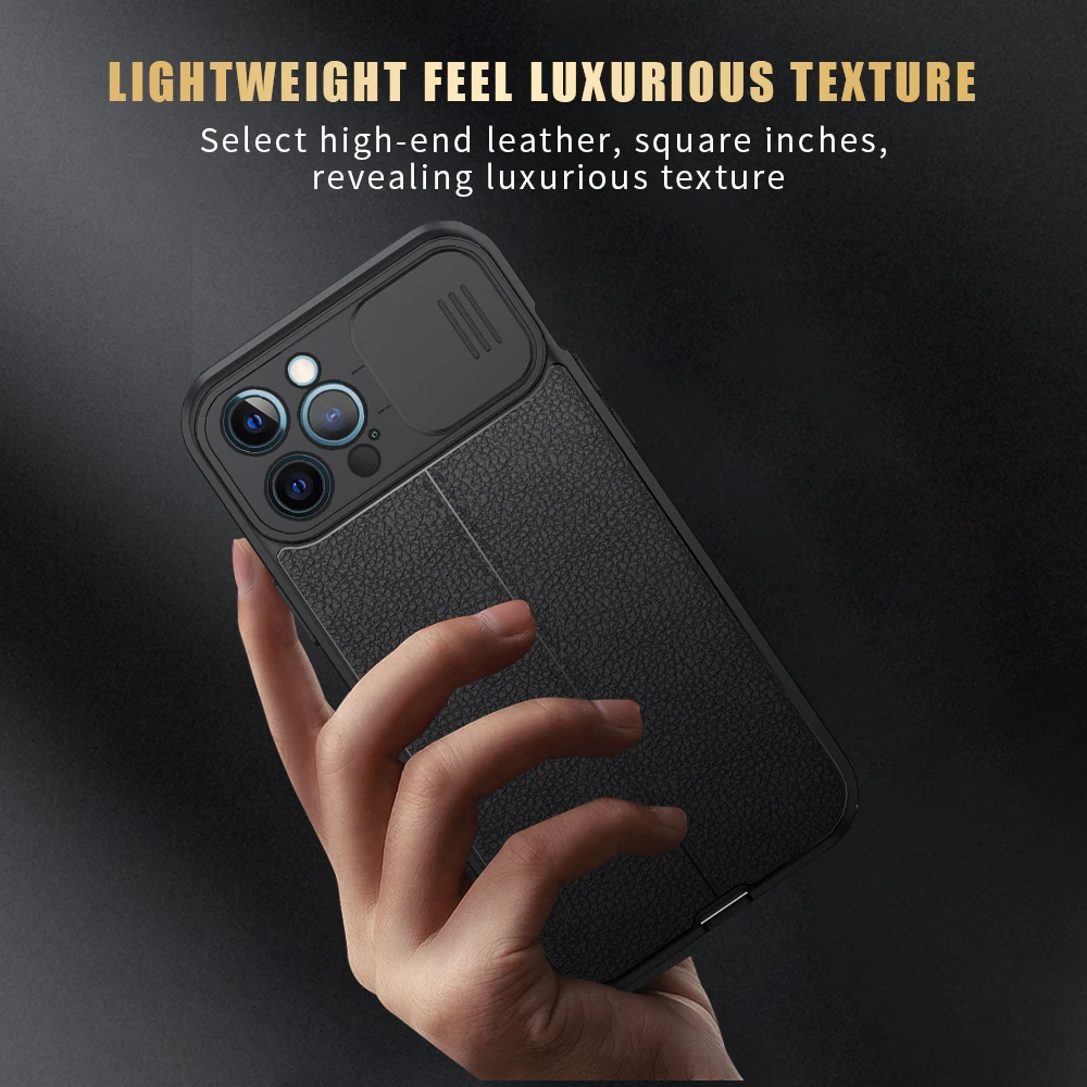 afion 13 case silde window lychee patten leather texture soft silicone shockproof coque for apple iphone 13 pro max mini fundas free global shipping