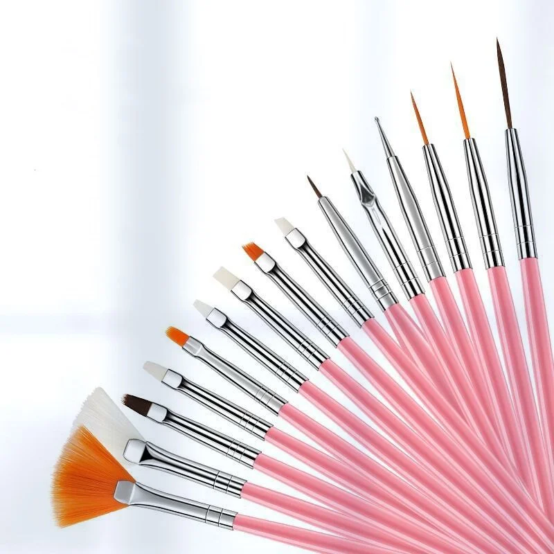 

15Pcs Nail Art Acrylic Brush Set Painting Pen Art Salon Brush Acrylic Nail Brush Nail Polish Brushes Kit For Manicure Tool