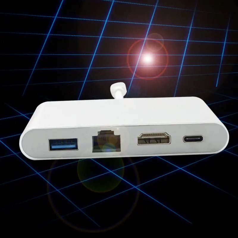 Type-C USB C к HDMI 4K + Gigabit Ethernet (порт RJ45) 3 0 1 Type адаптер Цифровой AV видео конвертер |