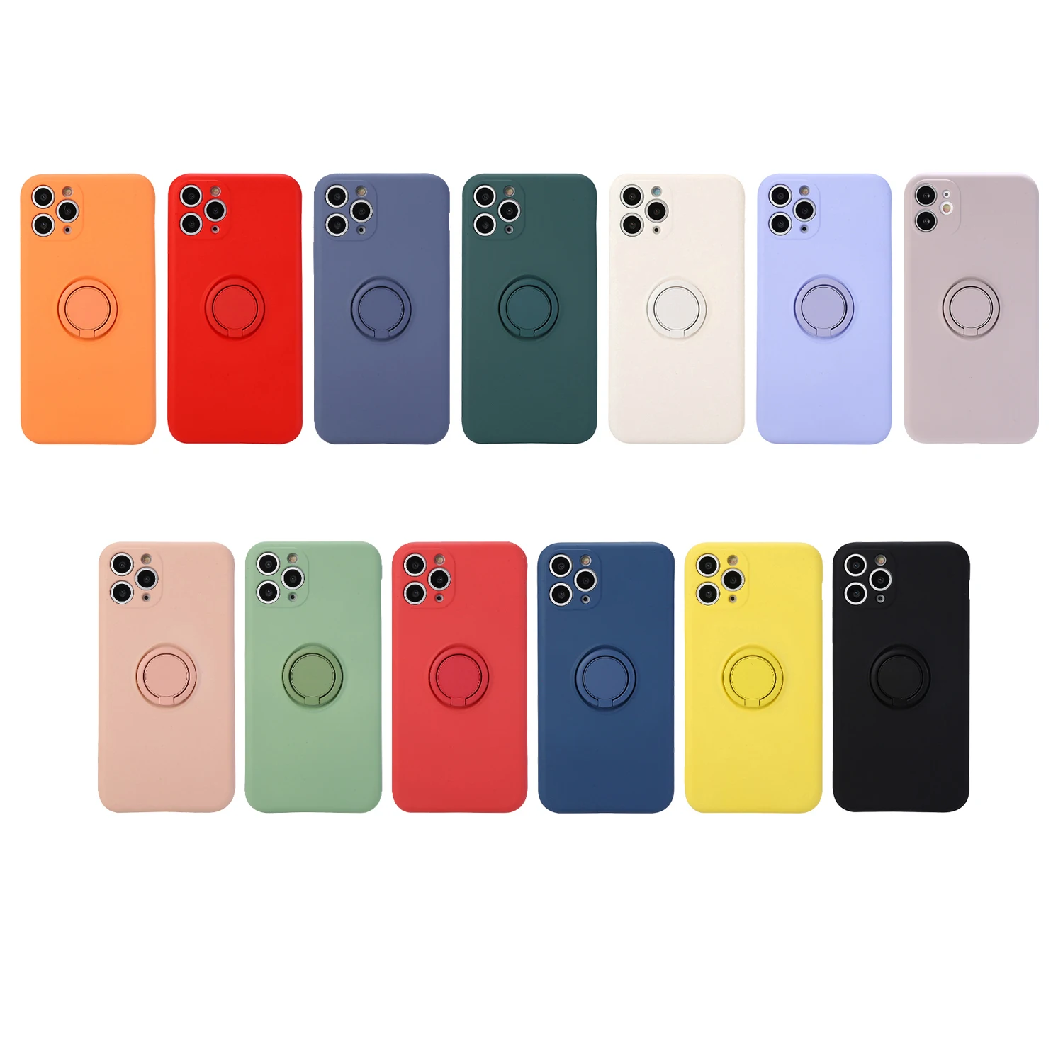 

Silicon Vinger Ring Houder for IPhone12 Pro Max 11 11pro XS MAX XR X 8 7 6 6S Plus Slanke Gevallen Rotatie Auto Houder Cover