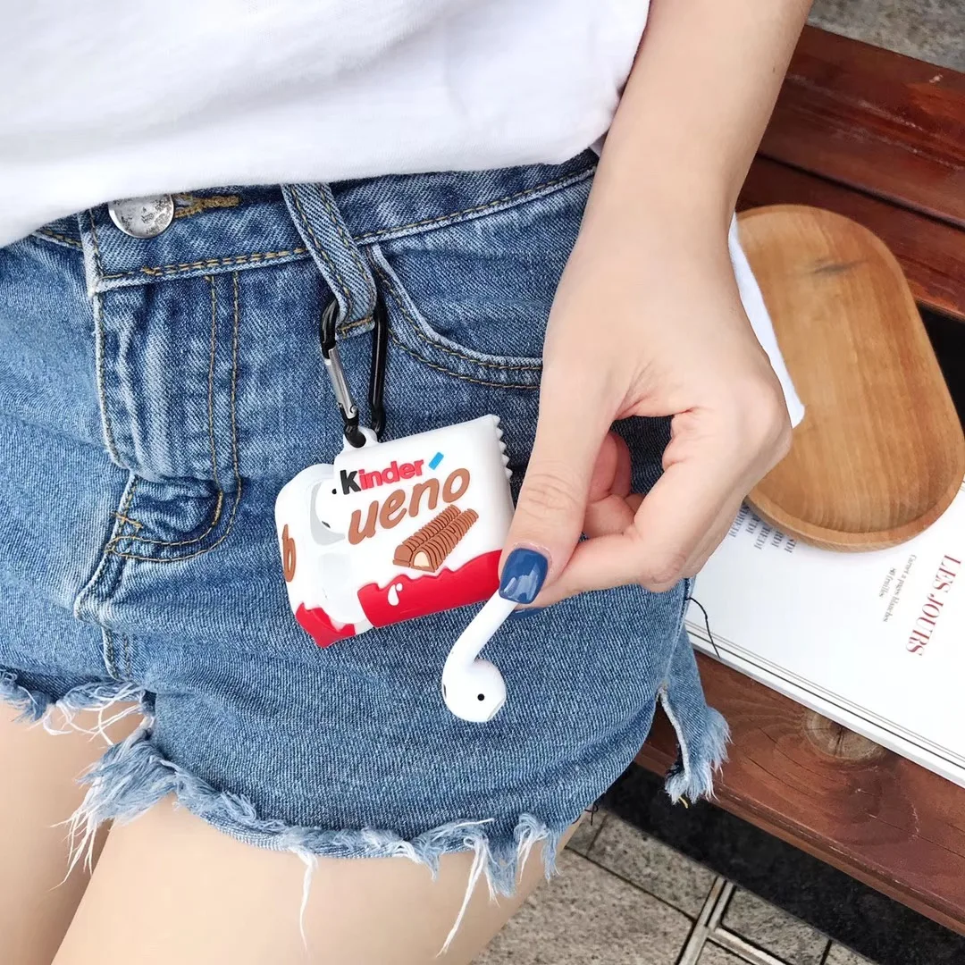 kinder chocolate беспроводной Bluetooth чехол для наушников для AirPods 2 1 милый 3D на удивление bueno Box Мягкий силиконовый чехол для гарнитуры