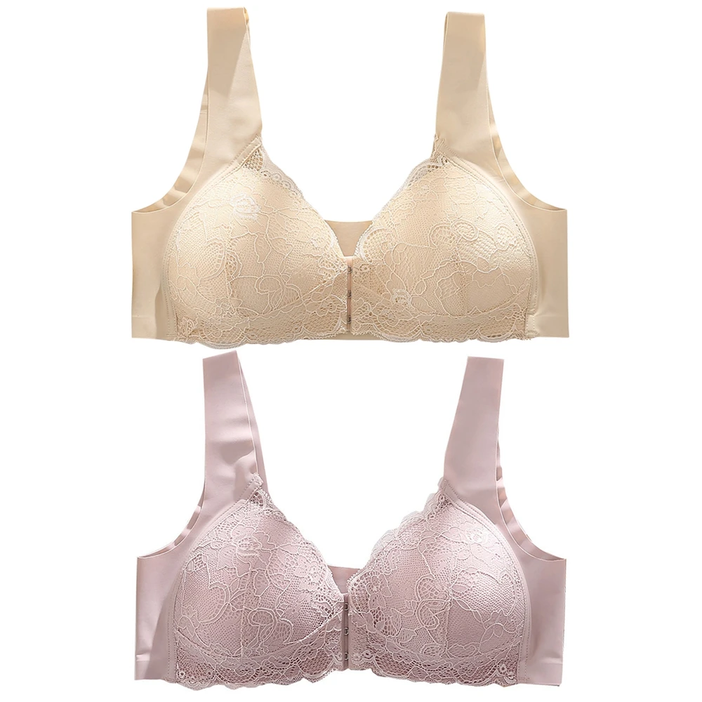 

Large size underwear no steel ring bra front button seamless vest lace beautiful back large size underwear