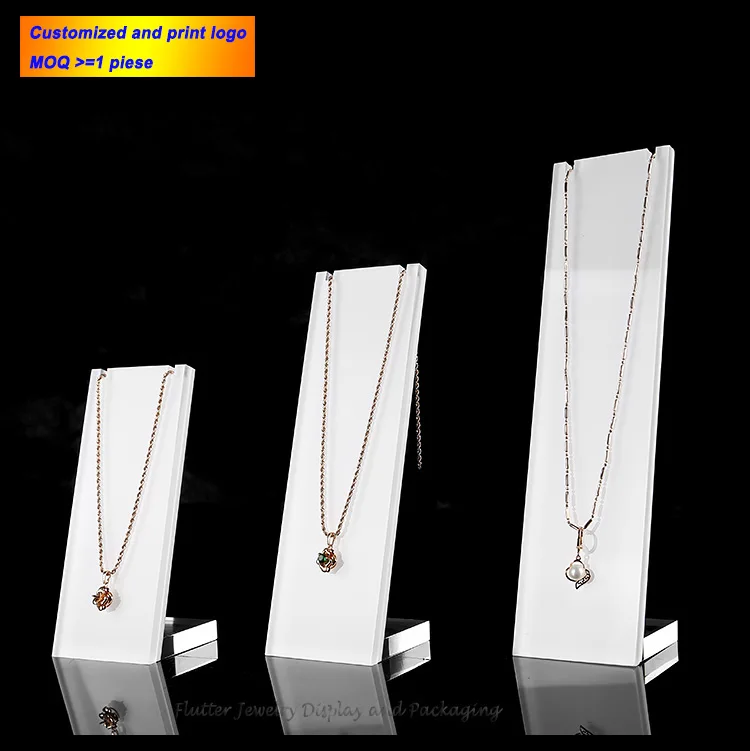 

Superior White Acrylic Necklace Display Stand Pendant Showing Rack Jewelry Holder Necklace Showcase