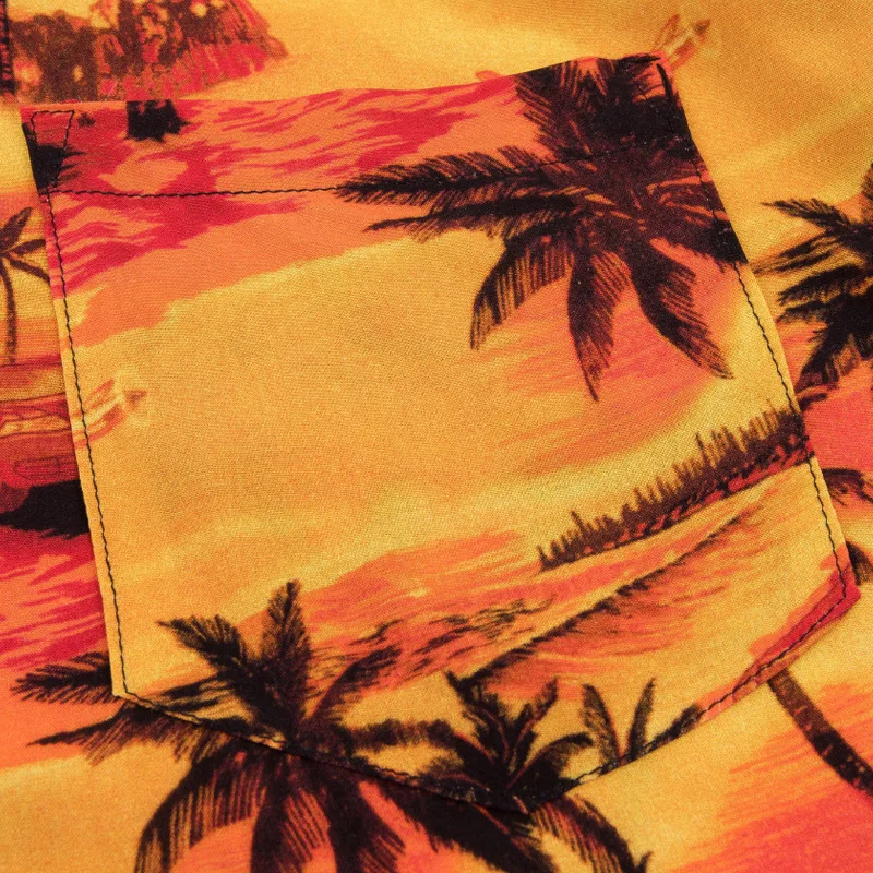 American Tide Brand Beach Style Summer Men's Coconut Tree Print Shirt Hawaiian Short Sleeve Men's Shirt