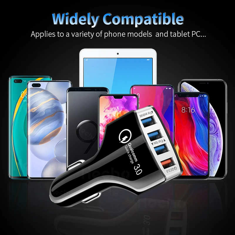 

Quick Charge 3.0 Car Phone Charger QC3.0 4 Ports USB Mobile Phone Fast Charging Car Charger Adapter For iPhone 11 Samsung Xiaomi