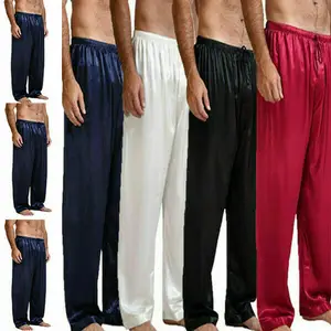 2020 мужские классические атласные пижамы, одежда для сна, пижамные штаны, штаны для сна, S-XL