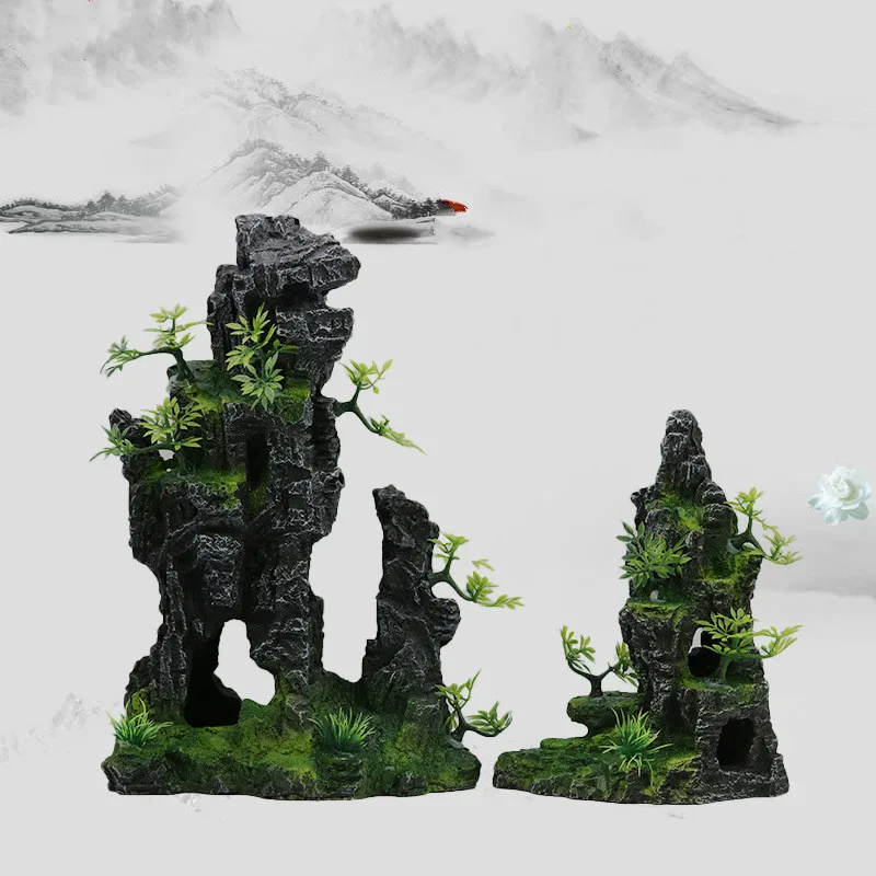 

Aquarium Decoration Simulation Artificial Mountain Resin Rockery Fish Tank Landscaping Aquascape Decor Landscape Accessories