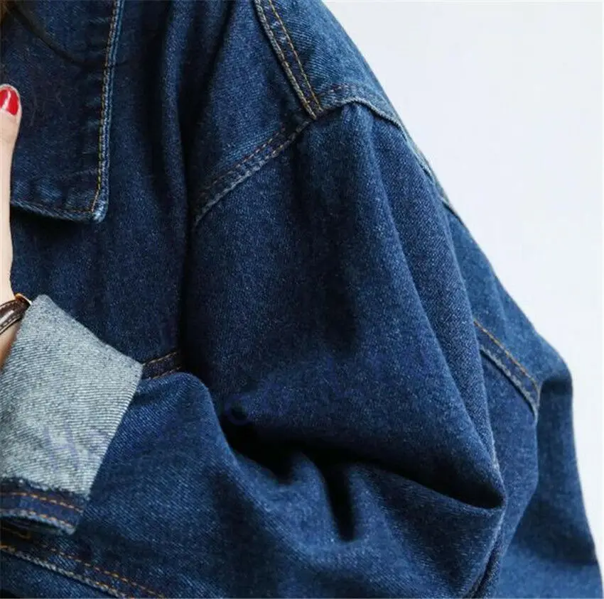Модная женская джинсовая куртка оверсайз свободного кроя стильное джинсовое