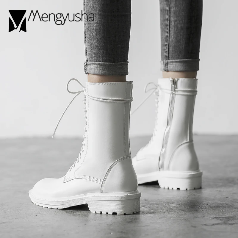 Брендовая обувь на шнуровке и застежке-молнии мотоботы женская платформе Сезон