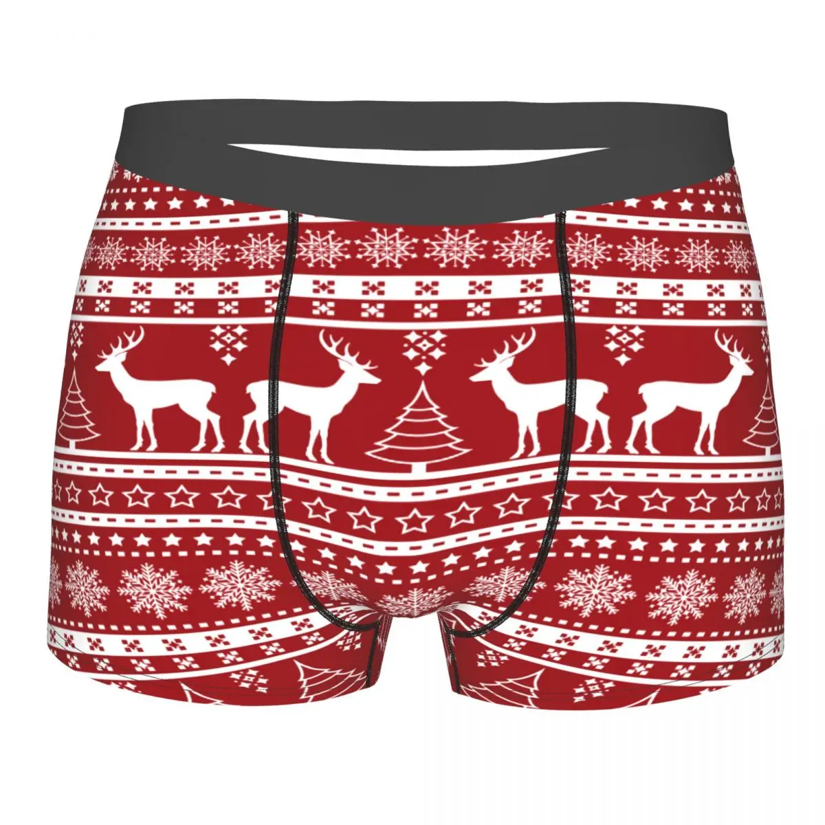 

Мужские удобные трусы Boxershort, комплект рождественского нижнего белья с красным принтом, мужские боксеры