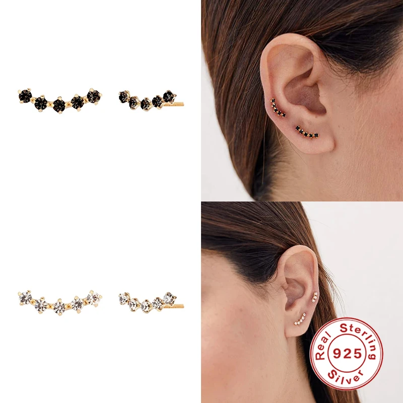 

Boako 925 Sterling Silver Zircon Earrings For Woman Lovers' Mini Stud Earring Piercing Pendientes orecchini Charm Jewerly Gift