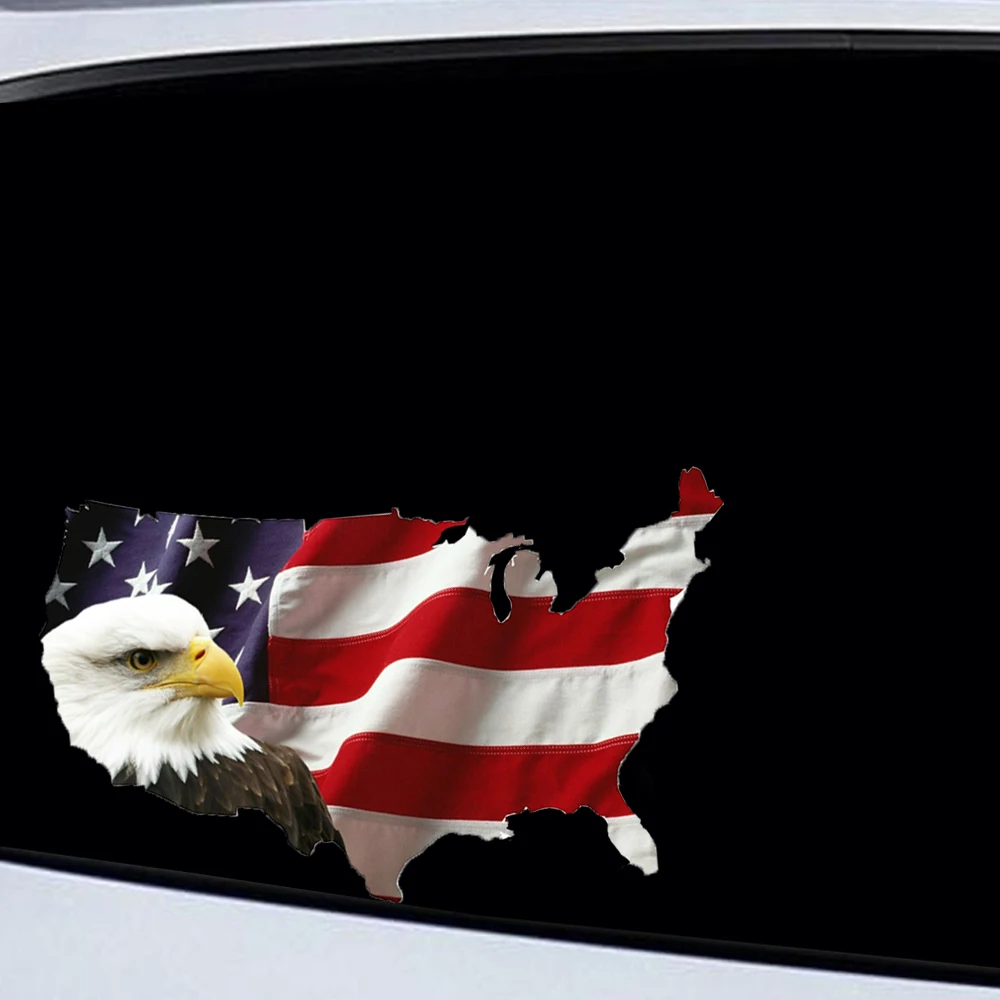

USA Bald Eagle American Flag Sticker Car Truck Laptop Window Bumper Decal Self-adhesive Waterproof Car Decoration Accessories