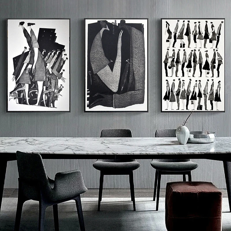 

Nordic Black and White Abstract Character Poster Oil Painting Art Wall HD Picture Corridor Living Room Home Decoration Frameless