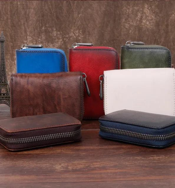 Винтажные кожаные мужские кошельки растительного дубления чехол для