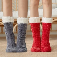 12 colors christmas super fluffy warm floor socks comfortable winter living room indoor polyester stockings