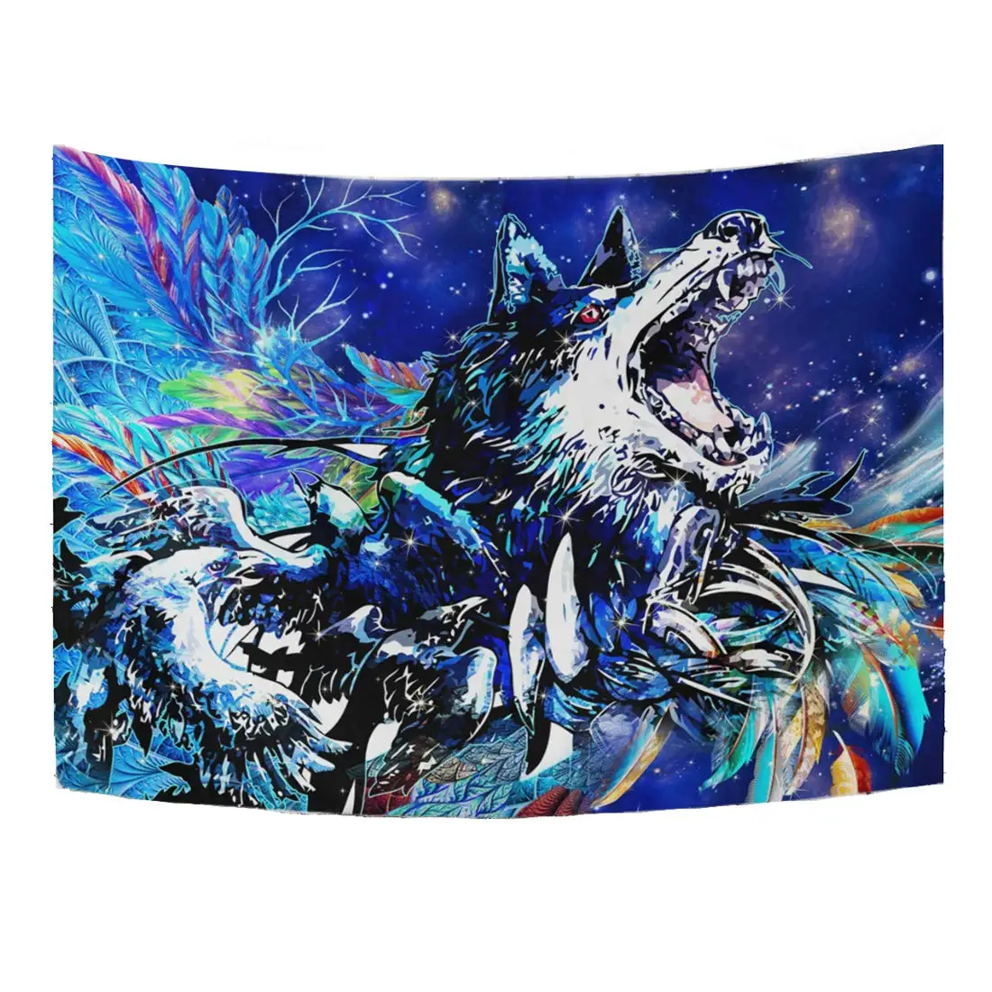 

Colorful Feather Walling Hanging Galaxy Purple Trippy Tapestry Oil Painting Style for Men Boys