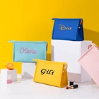 Персонализированная дорожная сумка для макияжа из искусственной кожи с именем на заказ, сумка-тоут для мытья, водонепроницаемая сумка, индивидуальный подарок подружке невесты для женщин