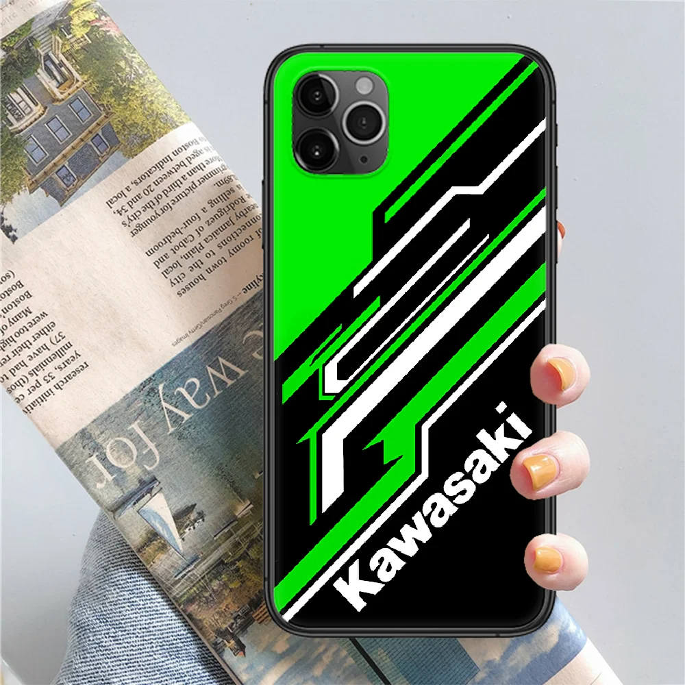 

Brand Kawasakis Moto Phone Case Cover Hull For iphone 5 5s se 2 6 6s 7 8 12 mini plus X XS XR 11 PRO MAX black art back soft