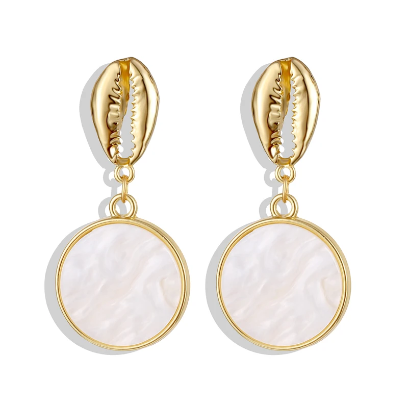 Модные Винтажные акриловые серьги-гвоздики в виде ракушек висячие серьги для