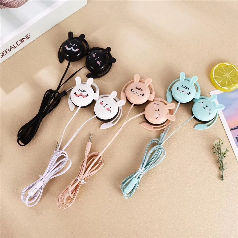 Проводные наушники с кроличьими ушками спортивные стерео для бега Детская