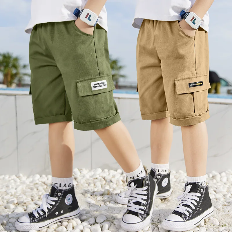 

Kids Summer Boys pants Cotton Solid Elastic Waist pants For Girls Fashion Sports Pants Teenager Beach Loose Casual Sport Trouser