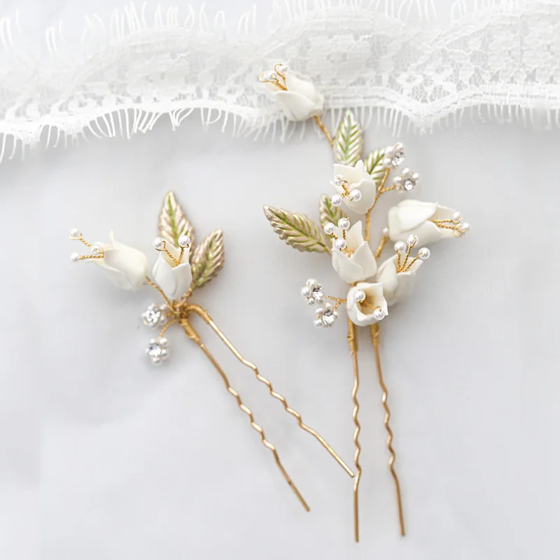 Заколки для волос нежные маленькие заколки с белыми цветами свадебный головной