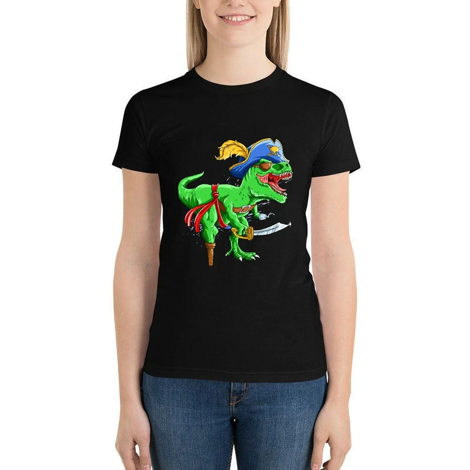 

Dino T Shirt Cotton Street Fashion T-Shirt Short Sleeve Printed O Neck Kawaii Woman Tee Shirt Large