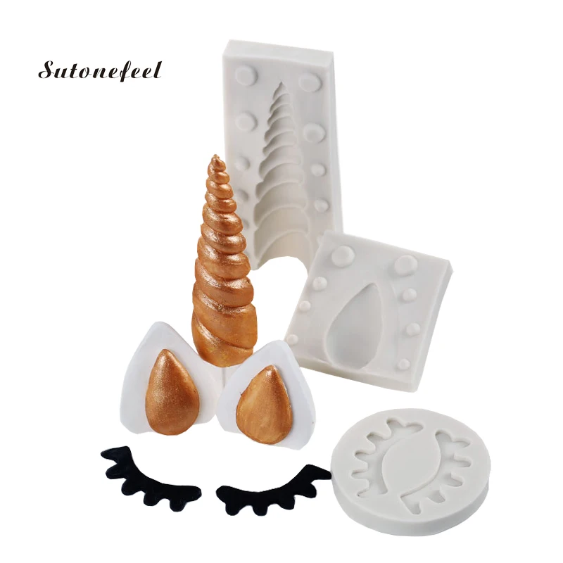 Единорог Рог ресницы в форме ушей силиконовая форма для торта Sugarcraft Gumpaste
