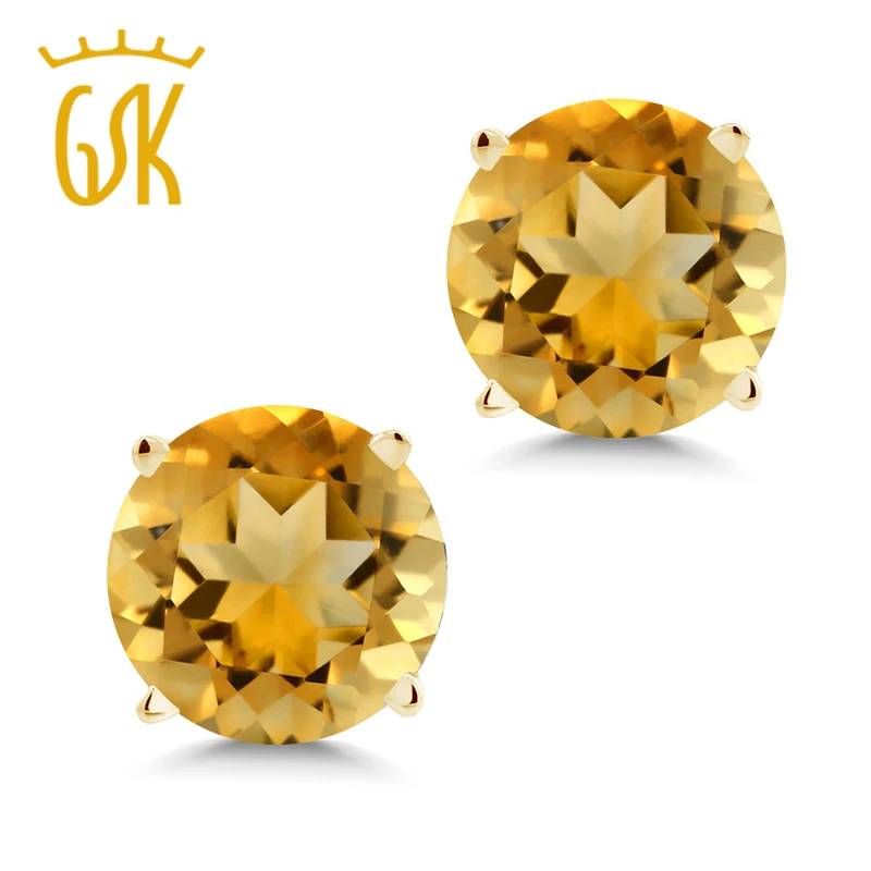 Драгоценный Камень Королевский 1 40 карат Круглый 6 мм Желтый цитрин 14 к желтое