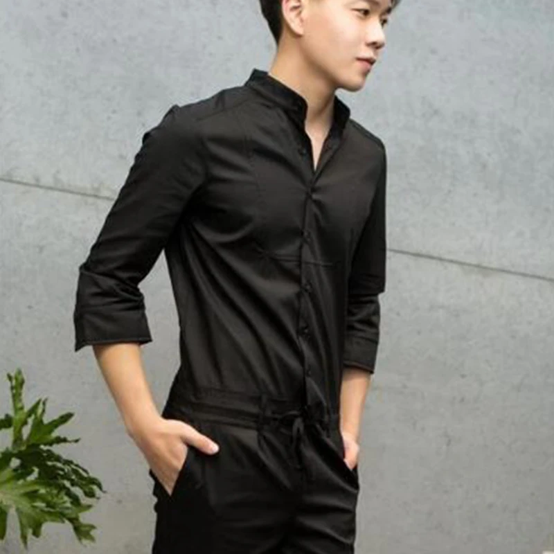 Весенне-летний новый модный мужской цельный комбинезон с рукавами семь точек