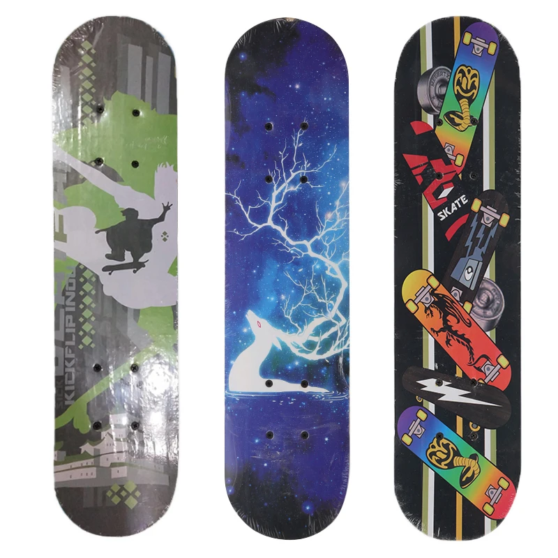 

22 Inch Kids Street Skateboard Mini Cruiser Four-Wheel Cartoon Longboard Double Snubby Skate Board Girl Boy Child Outdoor Sports