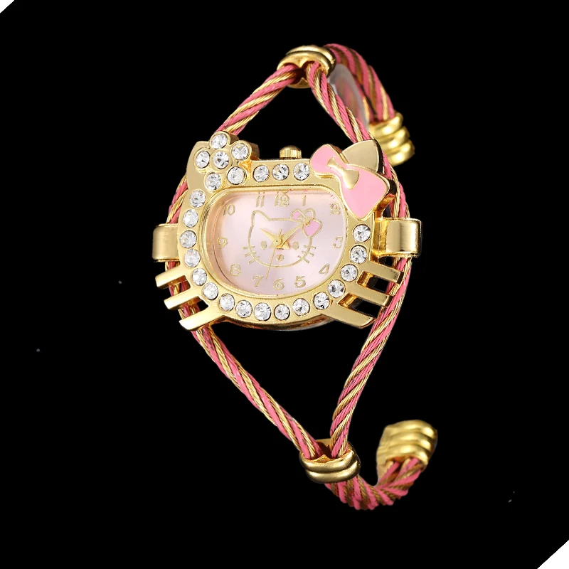 Женские часы новинка 2019 модные Reloj Kitty с милым циферблатом женские часы-браслет
