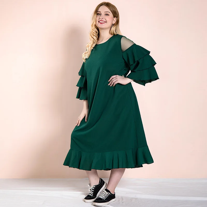 Женское летнее длинное платье большого размера плюс свободное Повседневное с