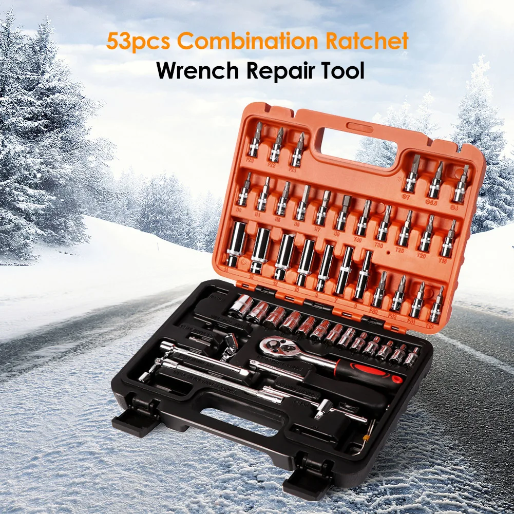 

53pcs Combination Ratchet Wrench Socket Spanner Automobile Car Repair Tool