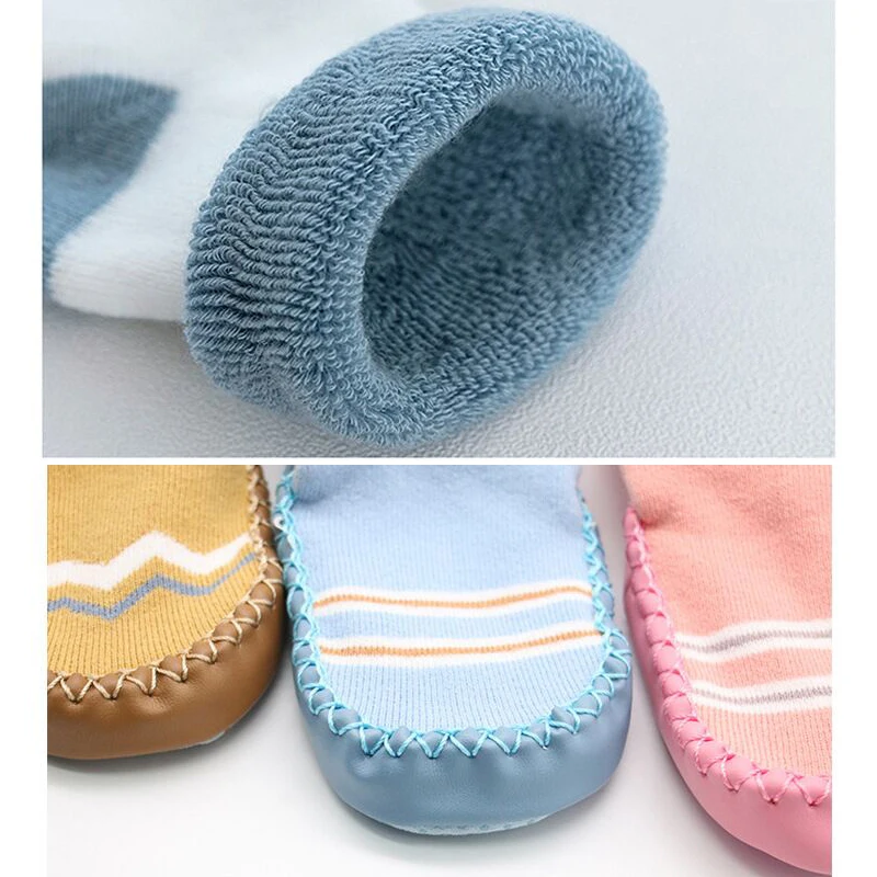 Детские носки зимние домашние для малышей обувь новорожденных искусственная