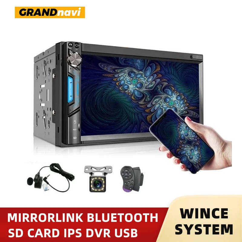 

Автомобильный радиоприемник, mp3-плеер с 7-дюймовым экраном, Bluetooth, MP5, Fm, Apple Carplay, с сенсорным экраном, типоразмер 2DIN