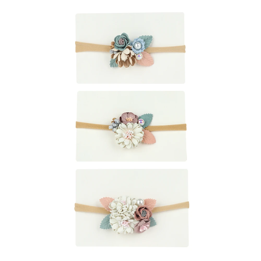 

Newborn Flower Headband Fashion Baby Imitation Pearl Floral Elastic Hairband Kids Children Cute Sweet Gifts Hair Accessories