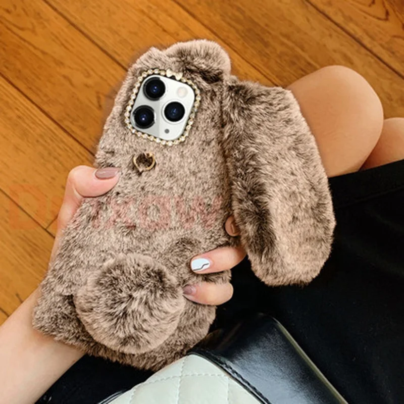 Чехол из ТПУ для Samsung Galaxy J8 2018 J6 J4 Plus J7 Pro 2017 J3 J2 A9 A7 2016 с мехом кролика пушистый