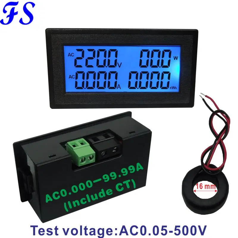 Вольтметр амперметр с ЖК дисплеем переменного тока 0 500 В 100А специальный для