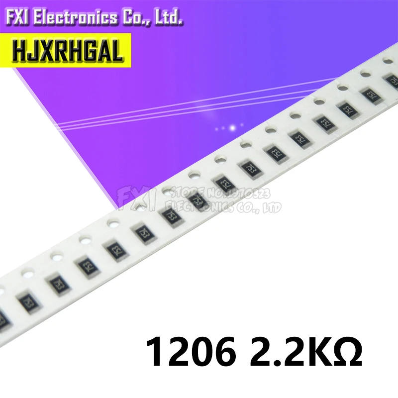 100 шт. 1206 SMD резистор 2 K ohm Резистор проволочного чипа 0 25 W 1/4W 2K2 222 новый