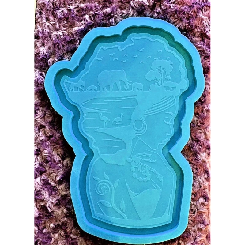 

Epoxy Casting Molds Beauty Coaster Mold Afro Resin Mold Women Head Keychain Jewelry Making Mold AXYE